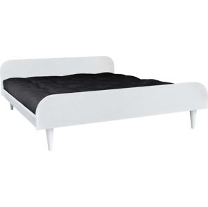 Dvoulůžková postel z borovicového dřeva s matrací Karup Design Twist Comfort Mat White/Black, 180 x 200 cm