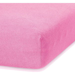 Tmavě růžové elastické prostěradlo s vysokým podílem bavlny AmeliaHome Ruby, 200 x 140-160 cm