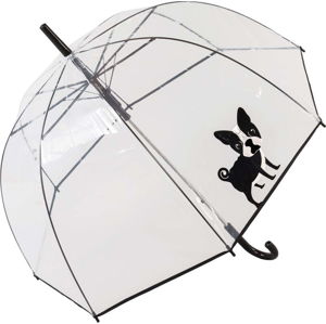 Transparentní větruodolný holový deštník Ambiance French Bulldog, ⌀ 84 cm