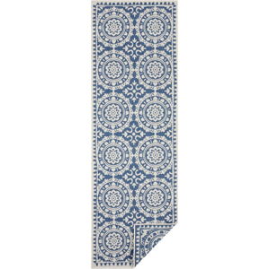 Modro-krémový venkovní koberec Bougari Jardin, 80 x 250 cm