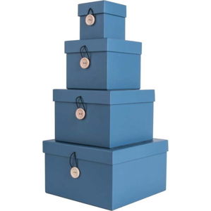Sada 4 modrých úložných boxů s víkem PT LIVING Uniform
