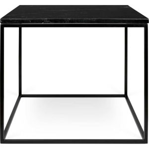 Černý mramorový konferenční stolek s černými nohami TemaHome Gleam, 50 x 50 cm