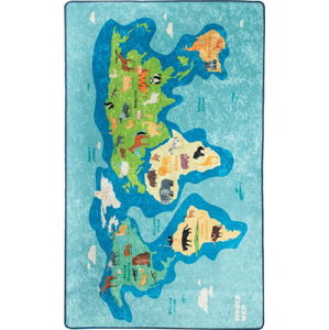 Modrý dětský protiskluzový koberec Conceptum Hypnose Map, 100 x 160 cm