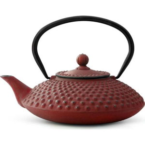 Červená litinová konvice se sítkem na sypaný čaj Bredemeijer Xilin, 1,25 l