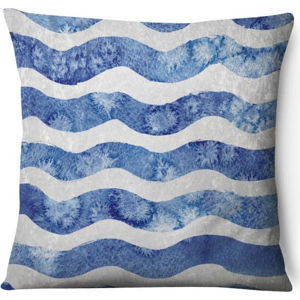 Sametový povlak na polštář Azul Waves Duro, 43 x 43 cm