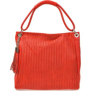 Červená kožená kabelka Luisa Vannini, 45 x 34 cm
