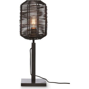 Černá stolní lampa s ratanovým stínidlem (výška 45 cm) Tanami – Good&Mojo