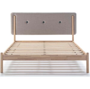 Dřevěná postel s šedým čelem Marckeric Annie, 160 x 200 cm