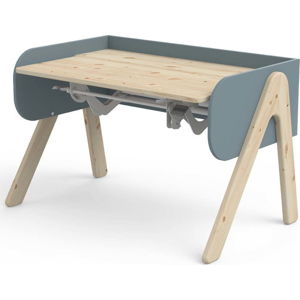 Modro-hnědý psací stůl z borovicového dřeva s nastavitelnou výškou Flexa Woody