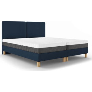 Tmavě modrá čalouněná dvoulůžková postel s roštem 140x200 cm Lotus – Mazzini Beds