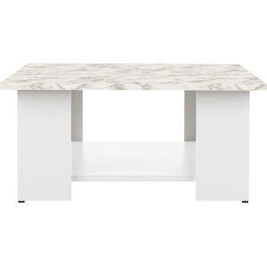Bílý konferenční stolek s deskou v dekoru mramoru 67x67 cm Square - TemaHome France