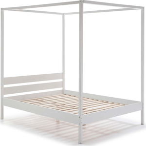 Bílá dřevěná postel Marckeric Dossel, 140 x 200 cm
