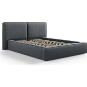 Tmavě šedá čalouněná dvoulůžková postel s úložným prostorem a roštem 140x200 cm Arendal – Cosmopolitan Design