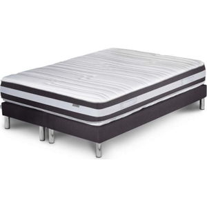 Tmavě šedá postel s matrací a dvojitým boxspringem Stella Cadente Maison Mars Europa, 140 x 200  cm