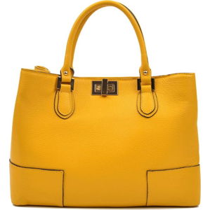 Žlutá kožená kabelka Anna Luchini, 26.5 x 38 cm