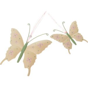 Sada 2 béžových kovových závěsných dekorací Dakls Butterfly
