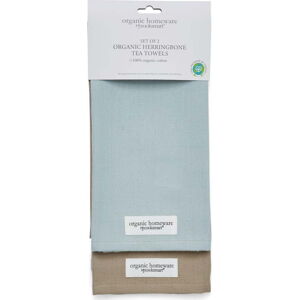 Sada 2 modro-hnědých bavlněných utěrek Cooksmart ® Herringbone, 45 x 65 cm