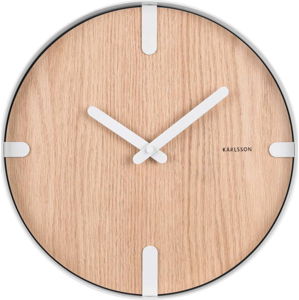 Nástěnné hodiny z dubové dýhy Karlsson Dashed, ø 30 cm
