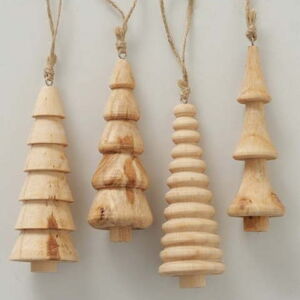 Sada 4 dřevěných závěsných vánočních ozdob Boltze Piona