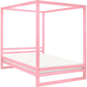 Růžová dřevěná dvoulůžková postel Benlemi Baldee, 200 x 160 cm