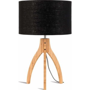 Stolní lampa s černým stínidlem a konstrukcí z bambusu Good&Mojo Annapurna