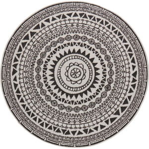 Černo-krémový venkovní koberec Bougari Coron, ø 200 cm