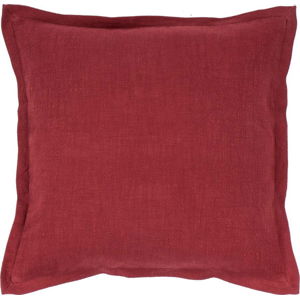 Vínově červený polštář s příměsí lnu Tiseco Home Studio, 45 x 45 cm