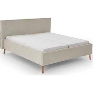 Krémová čalouněná dvoulůžková postel s úložným prostorem s roštem 180x200 cm Riva – Meise Möbel