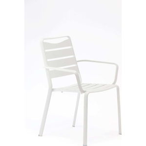 Sada 4 bílých zahradních židlí z hliníku s područkami Ezeis Spring
