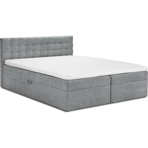 Šedá boxspring postel s úložným prostorem 200x200 cm Jade – Mazzini Beds