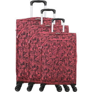 Sada 3 růžových zavazadel na 4 kolečkách Lulucastagnette Casandra