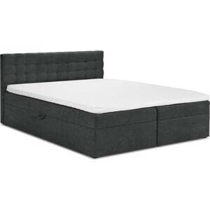 Tmavě šedá boxspring postel s úložným prostorem 200x200 cm Jade – Mazzini Beds