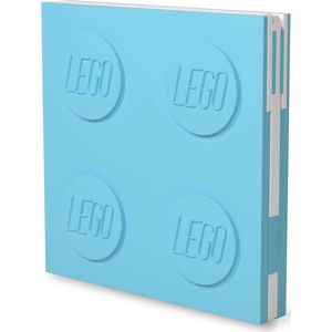 Tyrkysový čtvercový zápisník s gelovým perem LEGO®, 15,9 x 15,9 cm