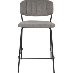 Sada 2 šedých barových židlí s černými nohami White Label Jolien, výška 89 cm