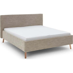 Béžová čalouněná dvoulůžková postel s úložným prostorem s roštem 160x200 cm Riva – Meise Möbel