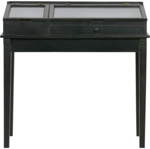 Černý dřevěný stolek s vitrínou BePureHome