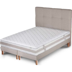Světle šedá postel s matrací a dvojitým boxspringem Stella Cadente Maison Saturne Saches, 180 x 200  cm