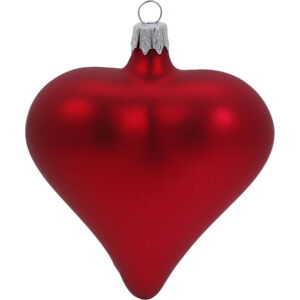 Sada 3 červených skleněných vánočních ozdob ve tvaru srdce Ego Dekor