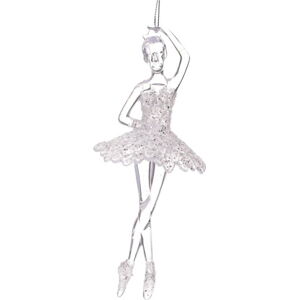 Závěsná vánoční soška baleríny ve stříbrné barvě Dakls, výška 17 cm