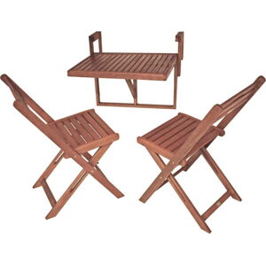 Set 2 židlí a závěsného stolku z eukalyptového dřeva Garden Pleasure Balcony Berkeley