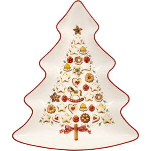 Červeno-bílá porcelánová servírovací mísa ve tvaru vánočního stromečku Villeroy & Boch Tree