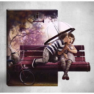 Nástěnný 3D obraz Mosticx Cute Kids In Rain, 40 x 60 cm