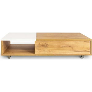 Konferenční stolek se zásuvkou z dubového dřeva SKANDICA Platt