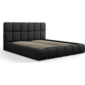 Černá čalouněná dvoulůžková postel s úložným prostorem s roštem 200x200 cm Bellis – Micadoni Home