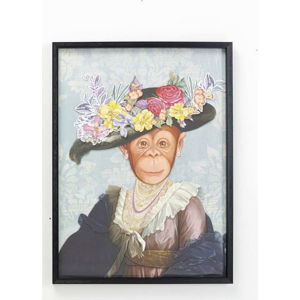 Obraz v rámu Kare Design Monkey Lady, 80 x 60 cm