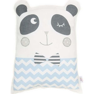 Modrý dětský polštářek s příměsí bavlny Mike & Co. NEW YORK Pillow Toy Panda, 25 x 36 cm