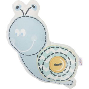 Modrý dětský polštářek s příměsí bavlny Apolena Pillow Toy Snail, 30 x 28 cm