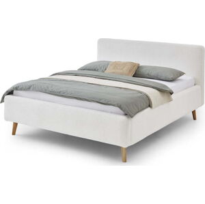 Bílá čalouněná dvoulůžková postel s úložným prostorem s roštem 140x200 cm Mattis - Meise Möbel