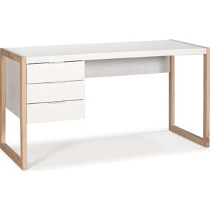 Bílý psací stůl s nohami z borovicového dřeva Marckeric Frank