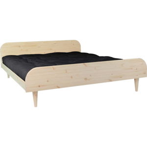Dvoulůžková postel z borovicového dřeva s matrací Karup Design Twist Double Latex Natural Clear/Black, 140 x 200 cm